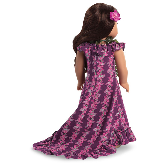 American Girl NANEA'S HOLOKU DRESS Long Hawaiian Gown Lei & Orchid Hair Flower - Picture 4 of 7